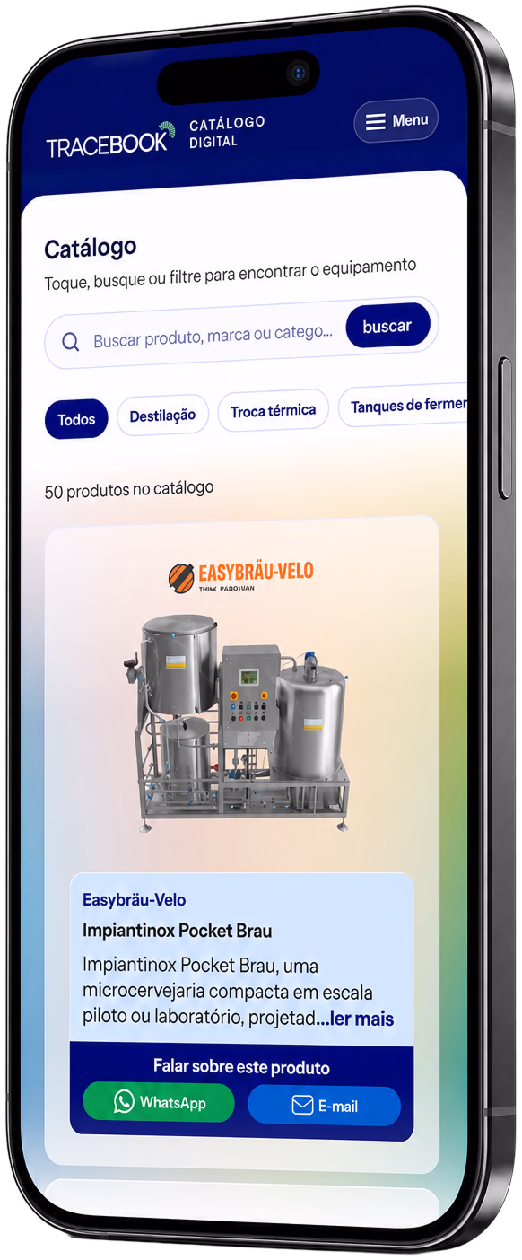 Catálogo TRACEBOOK em celular